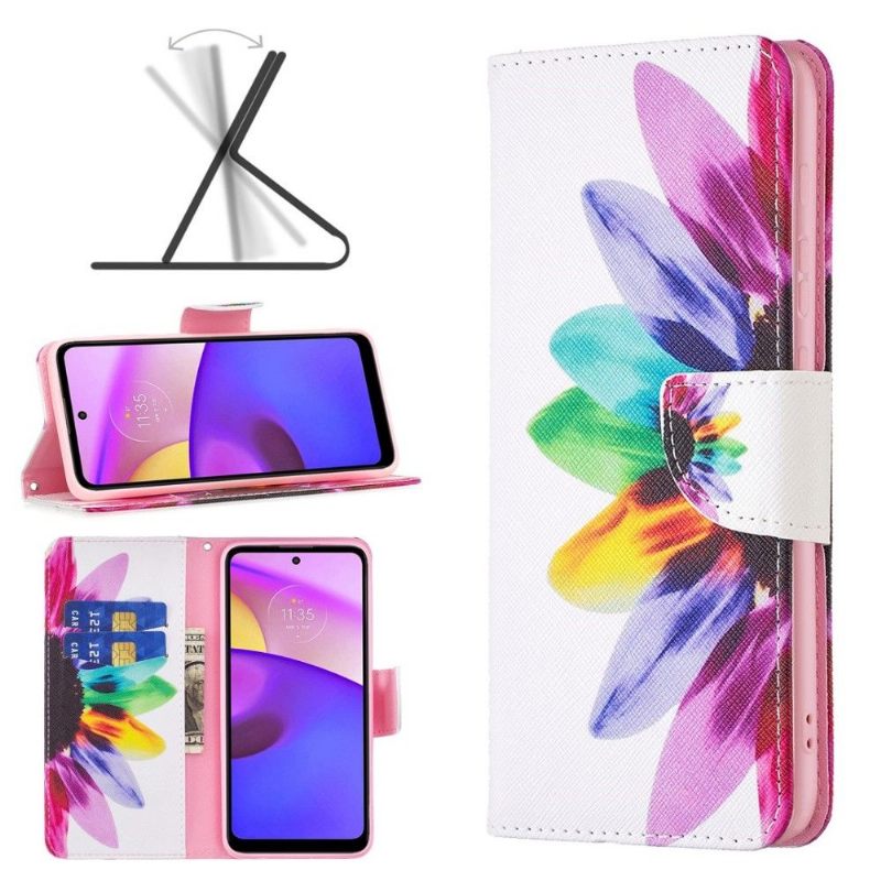 Θήκη Flip Motorola Moto E20 / E30 / E40 Χρωματιστά Πέταλα
