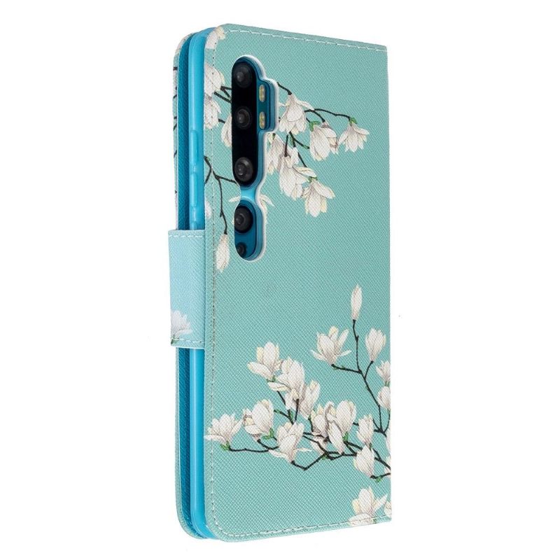 δερματινη θηκη Xiaomi Mi Note 10 / 10 Pro Λευκά Λουλούδια
