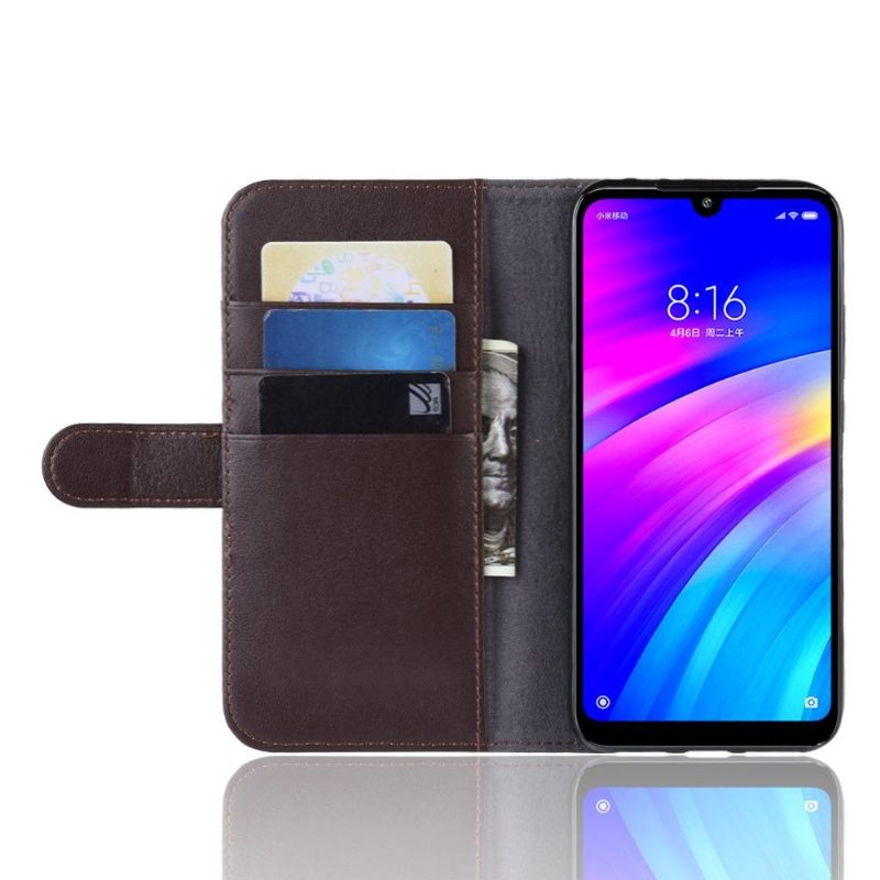 θηκη πορτοφολι Xiaomi Redmi 7 Premium Δερμάτινη Κάρτα - Καφέ