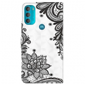 Θήκη Flip Motorola Moto G71 5G Λουλούδια Δαντέλα