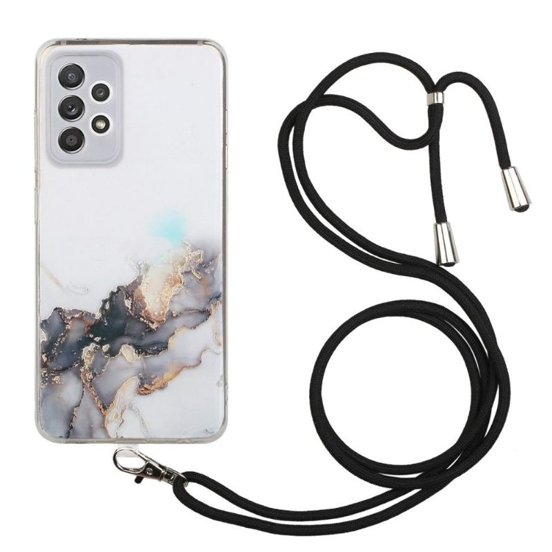 Θήκη Samsung Galaxy A72 4G / A72 5G Μάρμαρο Με Κορδόνι Ιμάντας Ώμου