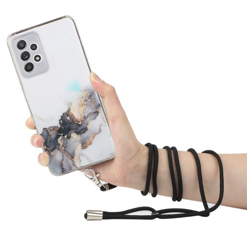 Θήκη Samsung Galaxy A72 4G / A72 5G Μάρμαρο Με Κορδόνι Ιμάντας Ώμου