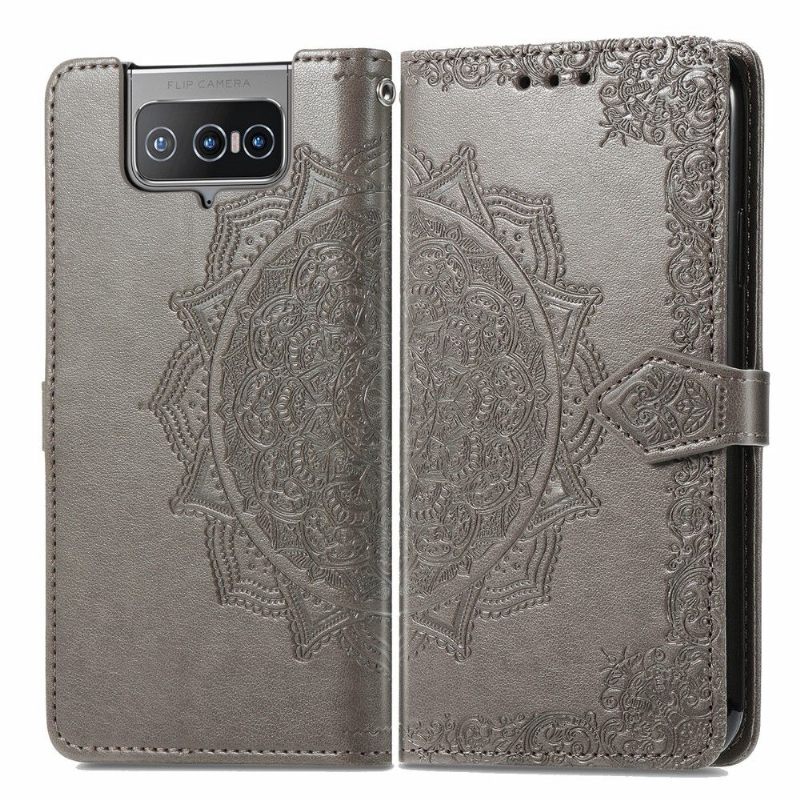 δερματινη θηκη Asus Zenfone 8 Flip Θήκη Flip Mandala Relief Faux Leather