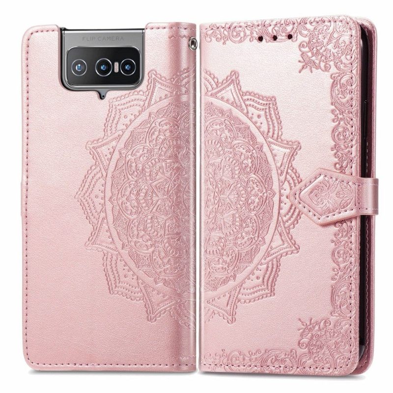 δερματινη θηκη Asus Zenfone 8 Flip Θήκη Flip Mandala Relief Faux Leather