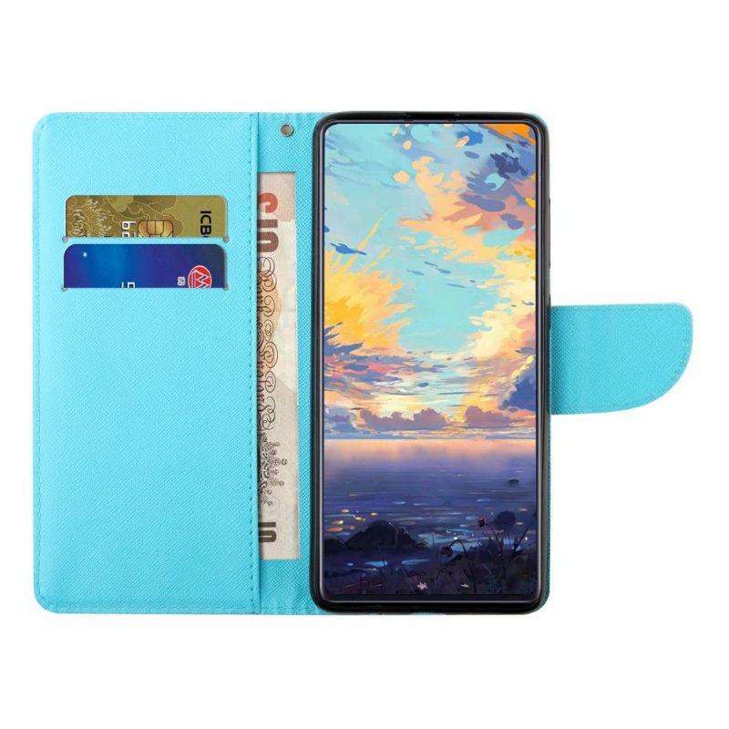 δερματινη θηκη Samsung Galaxy A32 4G Μπλε Λουλούδια Και Πεταλούδες