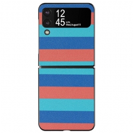 θηκη κινητου Samsung Galaxy Z Flip 4 Θήκη Flip Γραμμές Από Συνθετικό Δέρμα