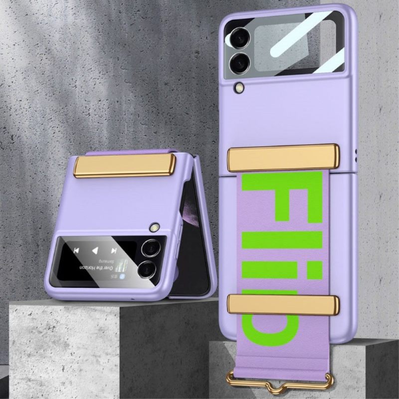 θηκη κινητου Samsung Galaxy Z Flip 3 5G Θήκη Flip Γράμμα Με Λουράκι