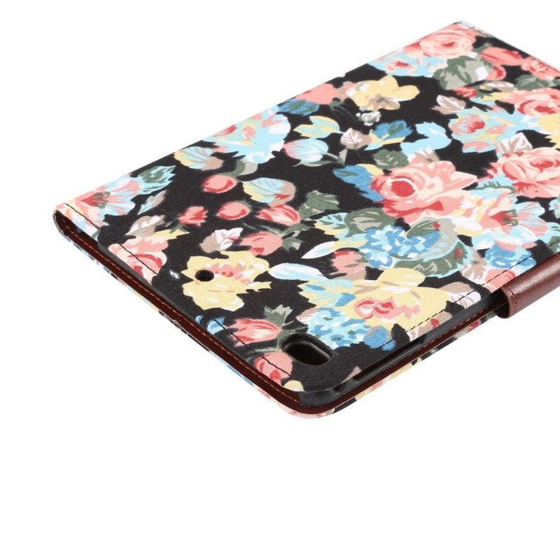 iPad Mini 2019 - Υφασμάτινο Κάλυμμα Floral Case - Μαύρο