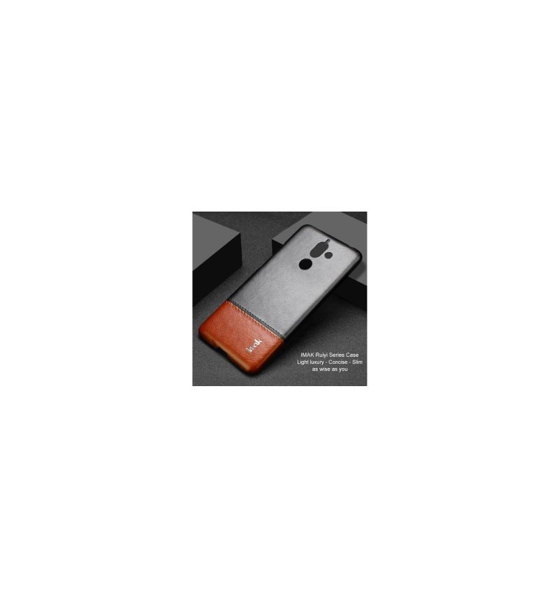 θηκη κινητου Nokia 7 Plus Imak Imitation Leather - Μαύρο / Καφέ