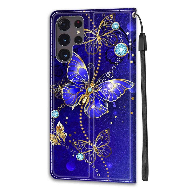 Θήκη Flip Samsung Galaxy S22 Ultra 5G Purple Butterfly