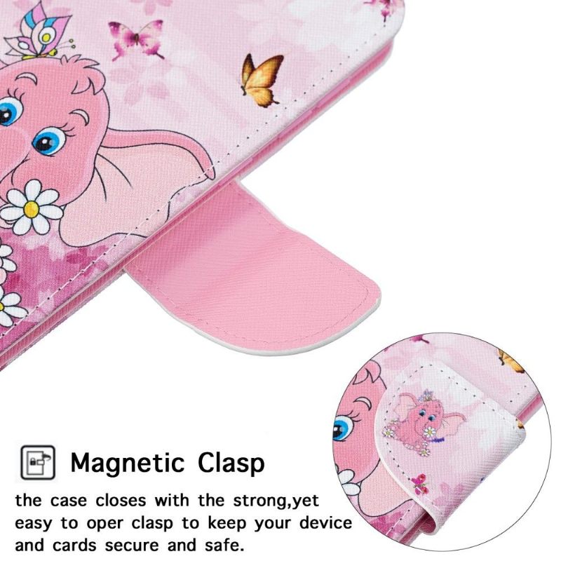 Θήκη Flip Huawei P30 Lite με κορδονι Ροζ Ελέφαντας
