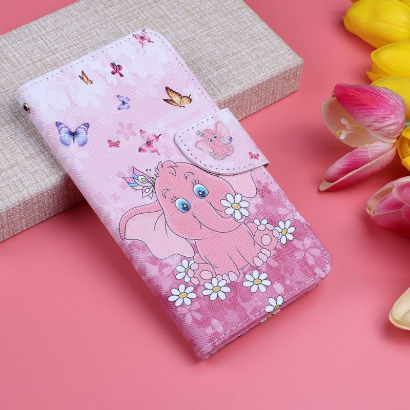 Θήκη Flip Huawei P30 Lite με κορδονι Ροζ Ελέφαντας