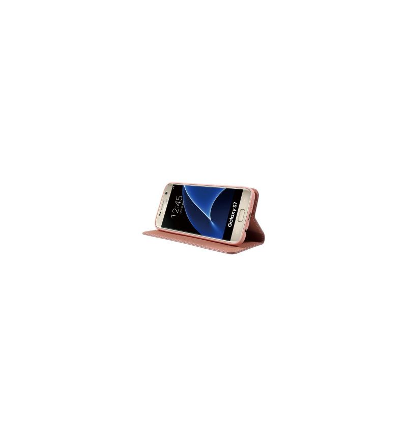 Κάλυμμα Samsung Galaxy S7 Litchi Texture Leather - Ροζ Χρυσό