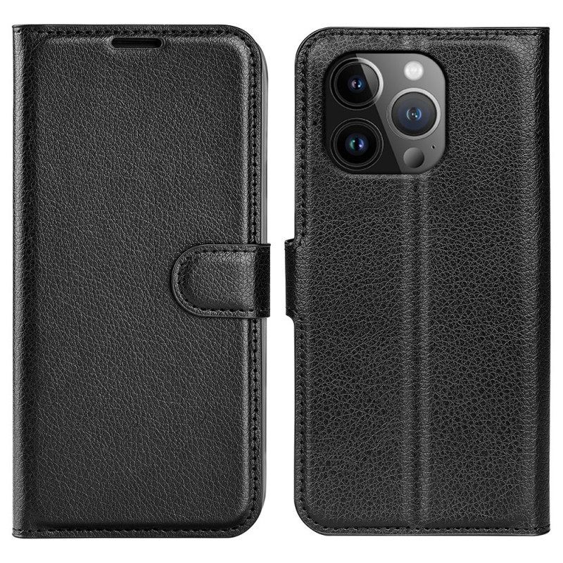 Κάλυμμα iPhone 15 Pro Max Κλασικό Συνθετικό Δέρμα Litchi