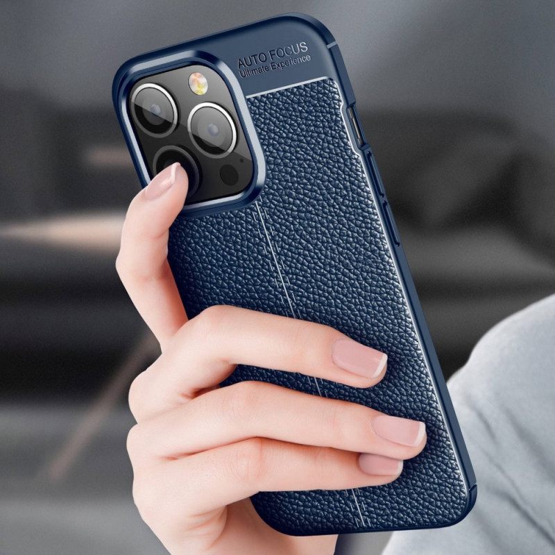 Θήκη iPhone 14 Pro Max Δερμάτινο Εφέ Litchi Double Line